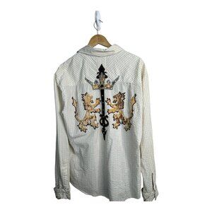 Unique Rocker Royal Testament Embroidered Lion Crown Men's Size 2XL Y2K Vintage